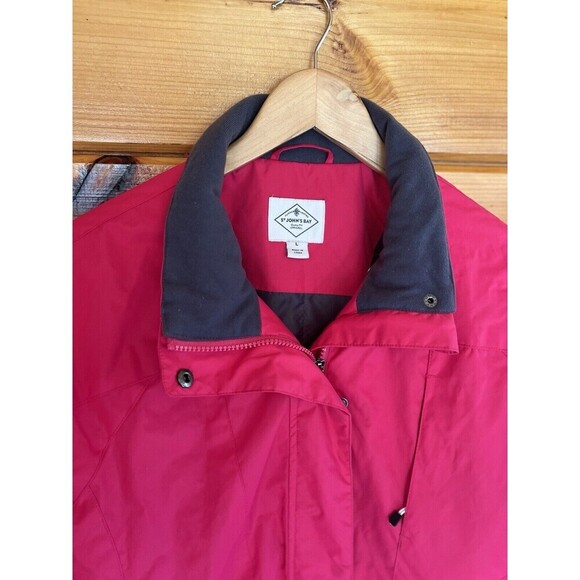 St John Bay Zip up Jacket size Large Weight Coat Warm Pink wind resistant - Picture 3 of 6
